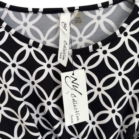 NWT NY Collection Black and White Pattern Midi Dress - Picture 6 of 7